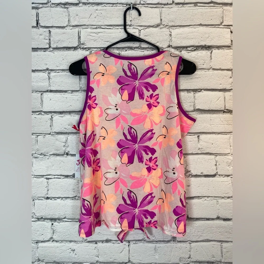 Justice Girls Pink Purple Peach Floral Sleeveless Shirt Tank Top XLP (16/18)